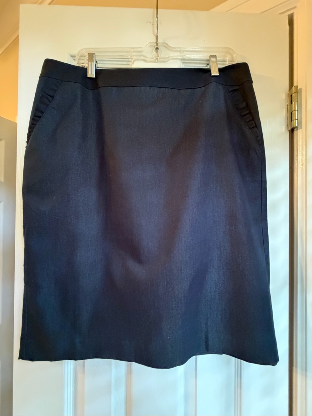 Talbots Navy Pencil Skirt with Subtle Pocket Trim